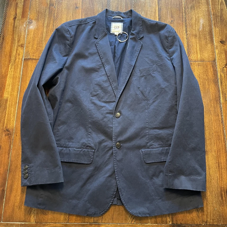 GAP Unstructured Blazer Mens Extra Large Navy Blue 2 Button Casual Jacket - Image 2 of 4