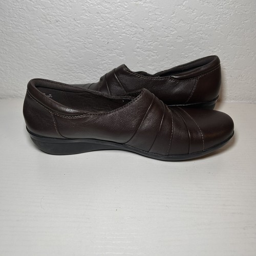 Clarks Everlay Tara Loafer Women Size 7.5M Brown Leather Shootie Monk Strap Shoe - Picture 5 of 9