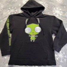 Vtg Mighty Fine Invader Zim Gir Hoodie Sweater Sz Large Y2K Doom Hot Topic