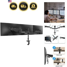 Triple Monitor Mount Stand for 17 to 32 Inch Screens with Gas Springs Clamp