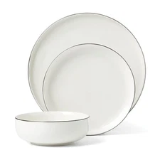 896602 24 Seven Black Rim 12-Piece Dinnerware Set