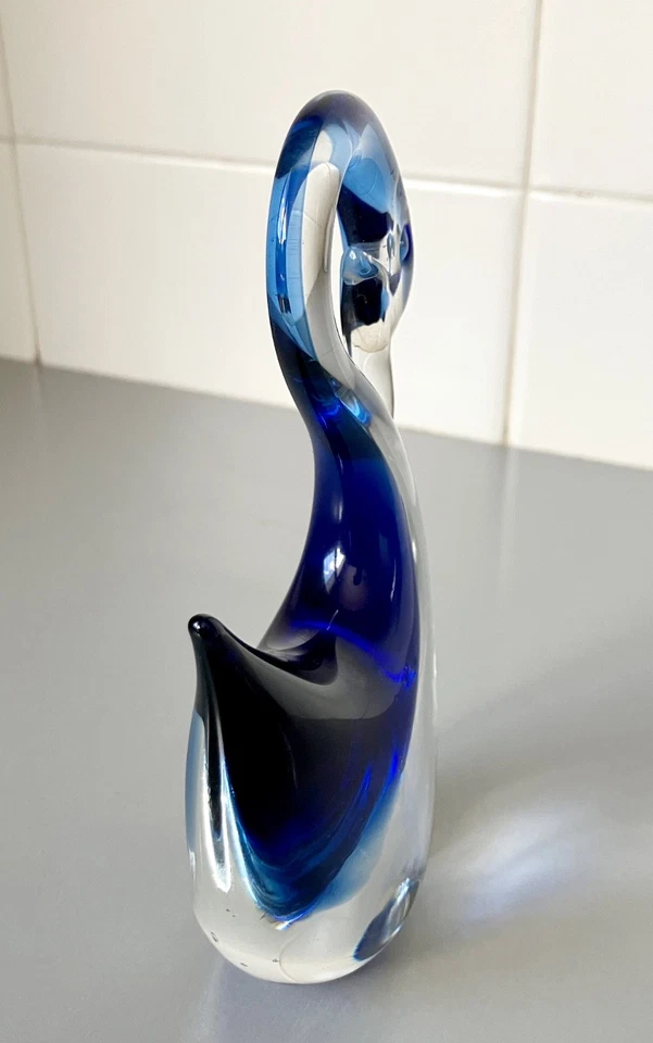 VINTAGE retro 1960's MURANO Italy SOMMERSO STUDIO ART GLASS SWAN Hand Blown - image 3 of 4