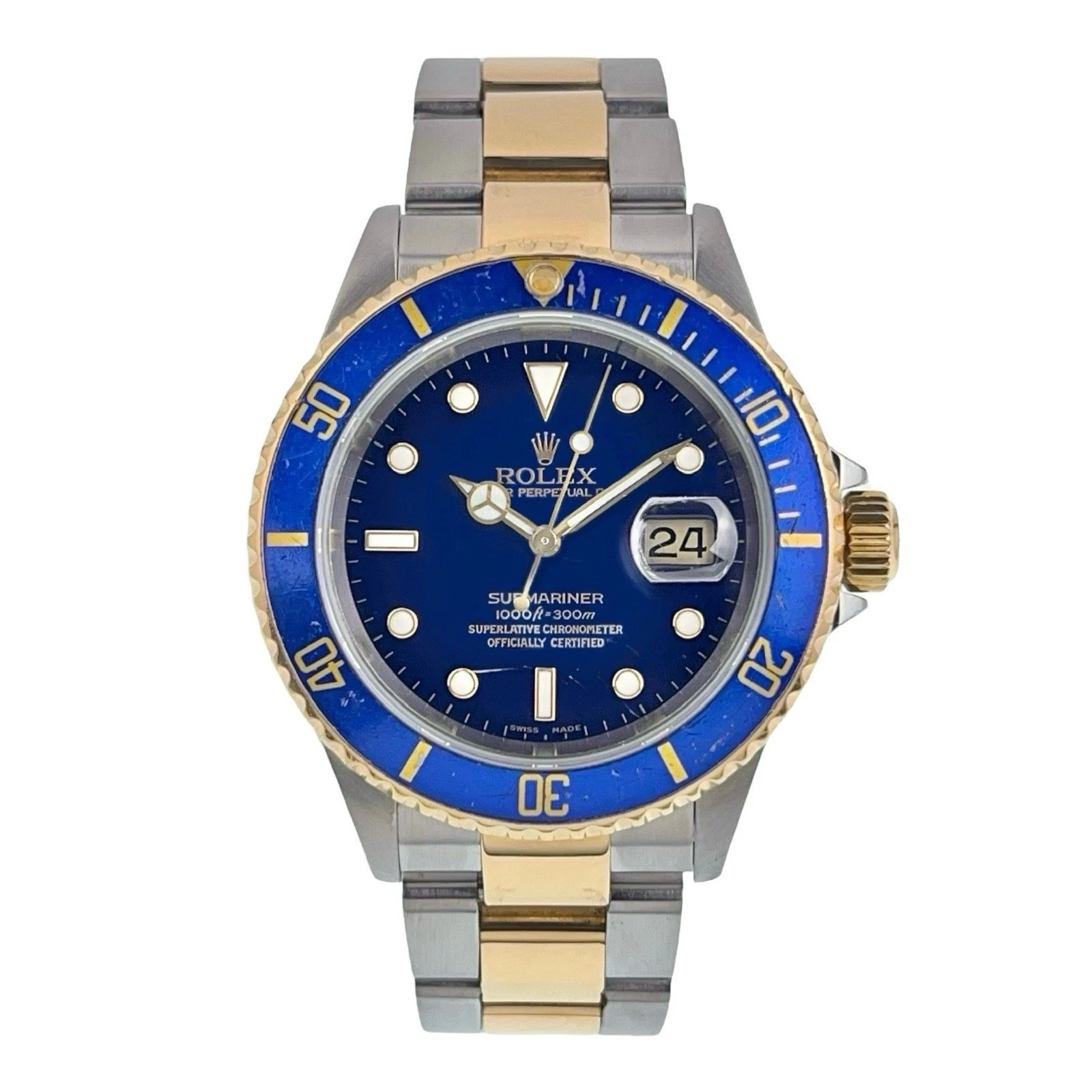 Rolex Submariner Date Gold & Steel Blue Dial 40mm Automatic Watch 16613LB