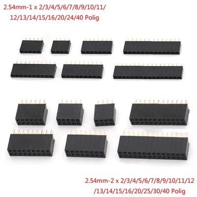 Gerade Pin Header Female 2,54mm Einreihig/Zweireihig Buchsenleiste 2 - 40 Polig