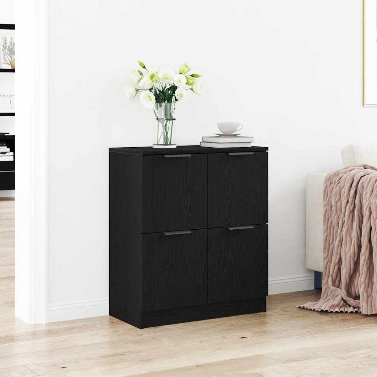 VIDAXL Sideboard - Engineered Wood - Black - 60 x 30 x 70 cm - Image 2