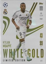 Rare KYLIAN MBAPPE 2024-25 Topps Match Attax White Gold Limited Edition #LE2 SP