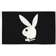 Display Item – White Bunny on Black Background Flag (Open Package, Display Only)