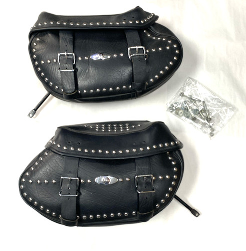 oem Harley 90476-00 90477-00 Studded Leather Saddlebags 00-17 Softail Heritage