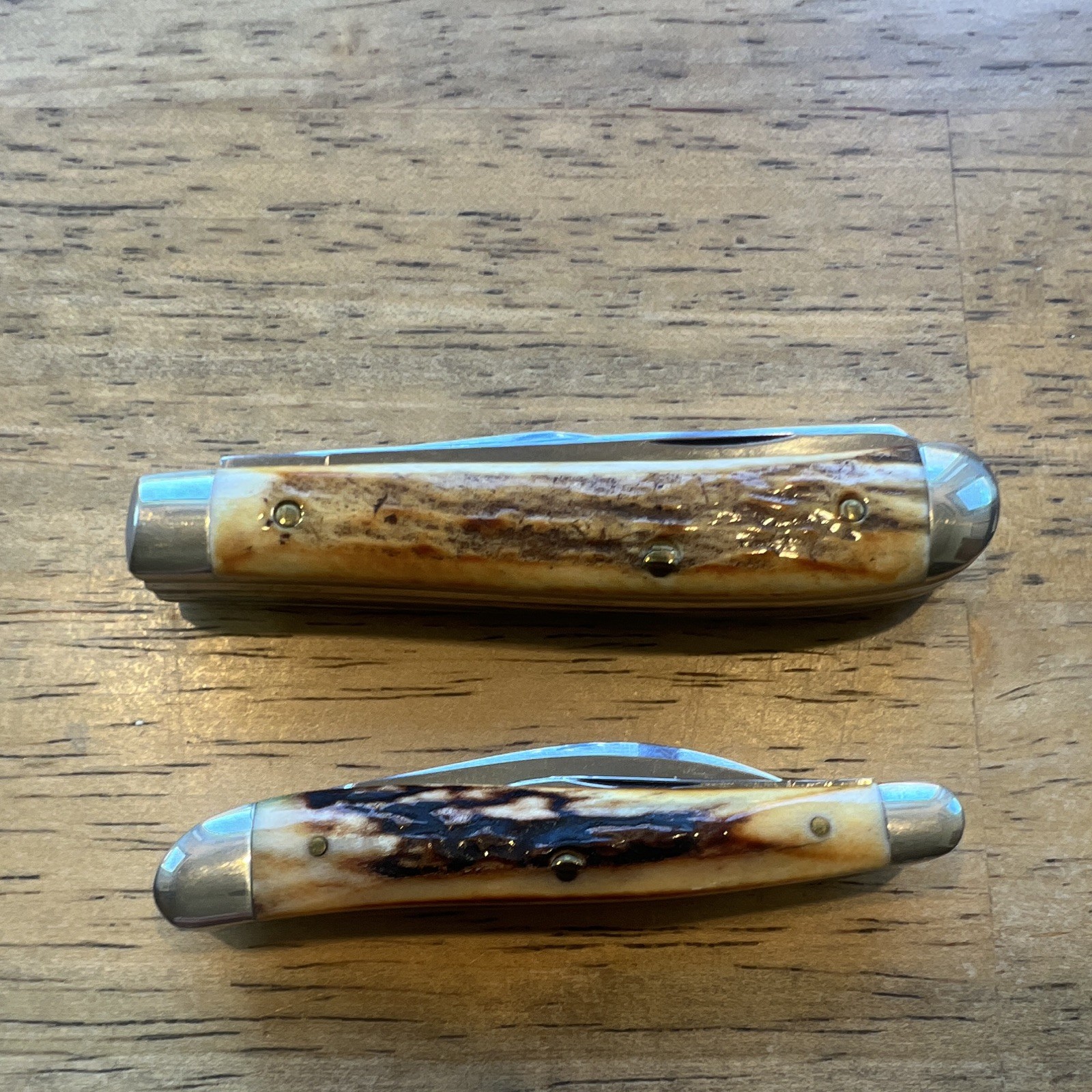 2 Marbles Stag Bone 2-Blade Slipjoint Pocketknife Bone Handle ...