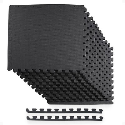 BalanceFrom Fitness 48 Sq Ft Interlocking EVA Foam Exercise Mat Tiles, Black