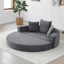 Convertible Sofa Couch Bed, No Assembly Compressed Corduroy Floor Lounge Sofa
