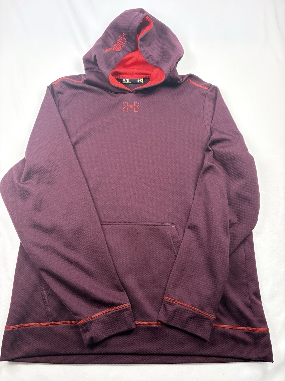 Under Amour Men’s XL Hoodie Purple Red / Maroon Loose Fit Pullover Sweatshirt ￼