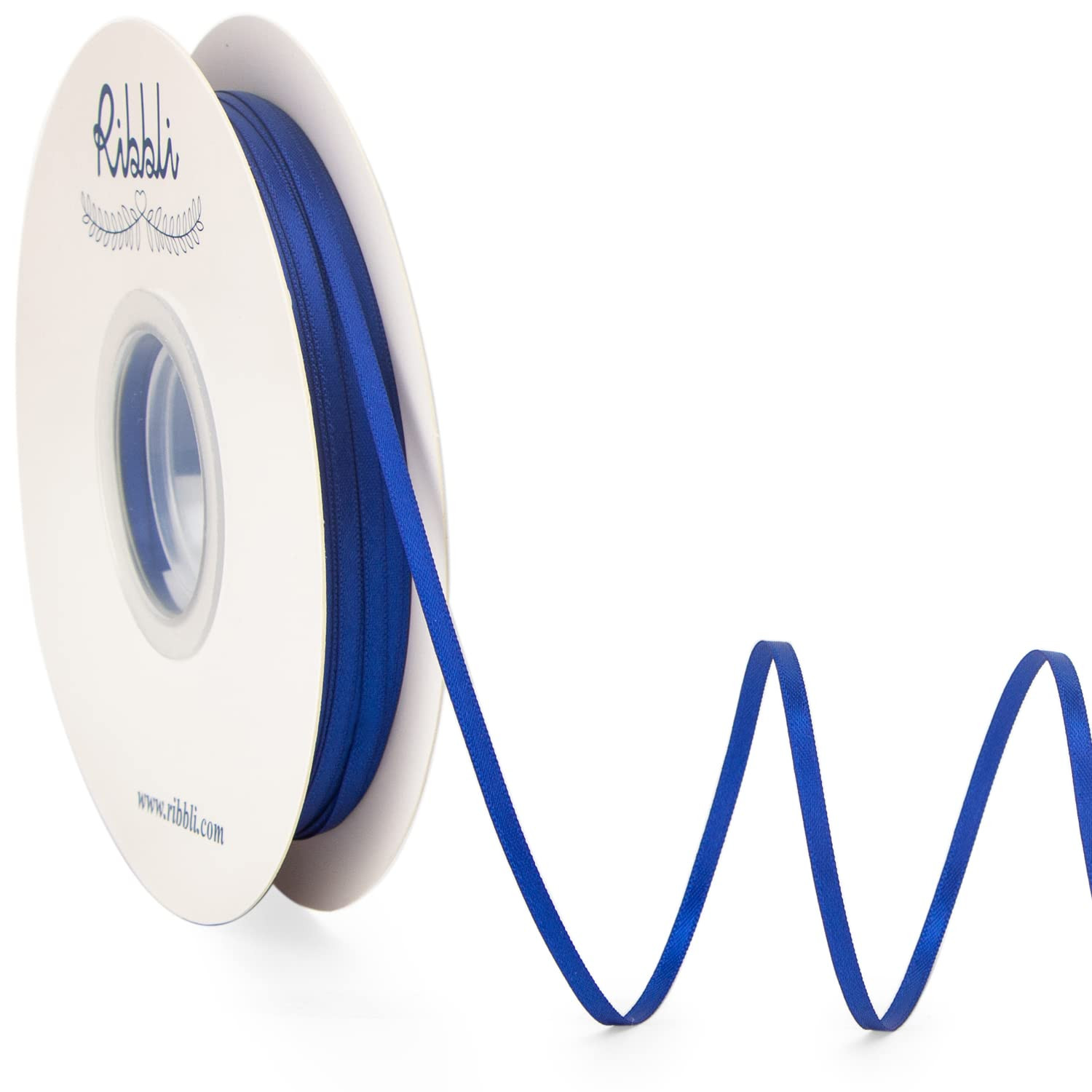 Cobalt Blue Satin Ribbon 1/8 Inch x 100 Yards Thin Dark Blue Craft Ribbon