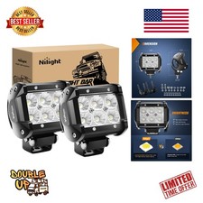 Nilight Led Pods 2Pcs 18W 1260LM Flood Off Road Lights for SUV ATV UTV 4x4 Boat