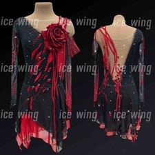 Ice Figure Skating Dress Elasticity Competition Skating Jeweled black dyeing