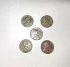 1943 D 1C Steel Lincoln Wheat Cent Penny 5 total