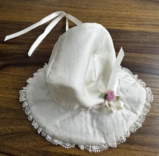Lace And Ribbon Doll Bonnet Ribbon Flower Decoration 6 IN Antique