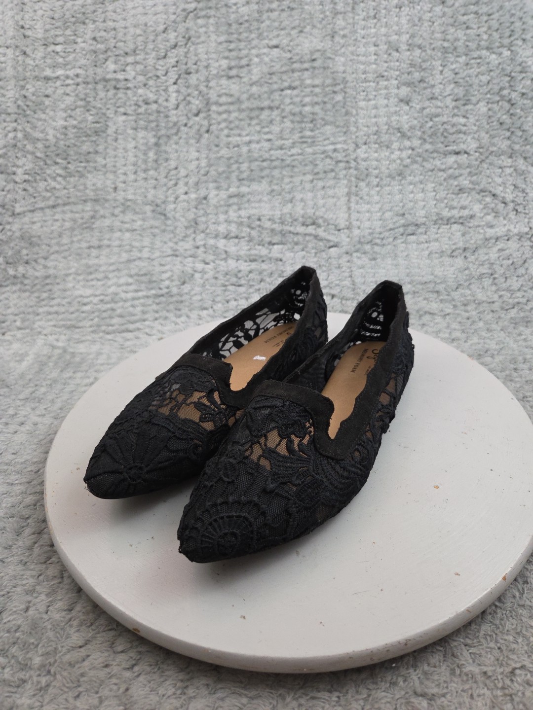 Seychelles Ballet Flat Shoes Womens Size W Black Lace Slip On