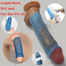 9INCH Male Penis-Extender Stretcher Sleeve Enhancer Enlarger Silicone Sleeves
