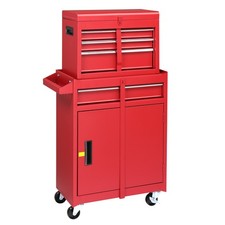 2 In 1 Combination Rolling Storage With 4 Drawers Bottom Cabinet Tool Chest Red