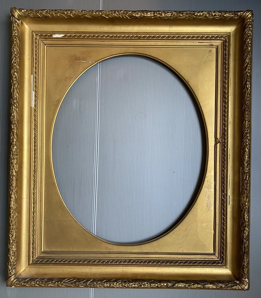 cadre Ancien Doré Louis XVI Napoléon III XIX Oval 8F 46 X 38 Cm Ou 50 X 40 - Photo 2/4