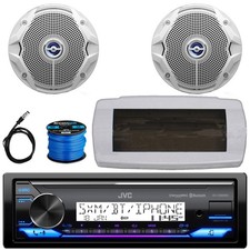 JVC 1-DIN Boat Bluetooth Stereo W/White Cover, 2x 6.5" 180W Max Speakers W/Wire