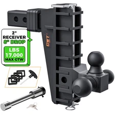 2'' Receiver Adjustable Trailer Hitch 8'' Drop Tow Hitch Tri-Ball Truck Hitch