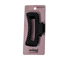 Scunci Claw Hair Clip Black White Polka Dot Large Grip All Hair New