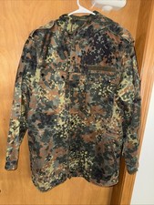 German Bundeswehr Flecktarn Camo Military Parka Jacket XL Hood Woodland  B73 