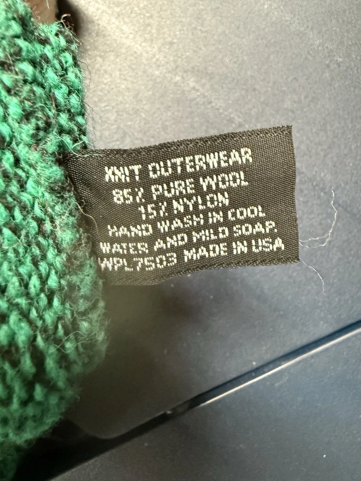 L.L. Bean Husky Perro Mezcla de Lana Tejido Tobogin Gorro Invierno Sombrero De Colección Años 90 Verde Foto 4 de 4