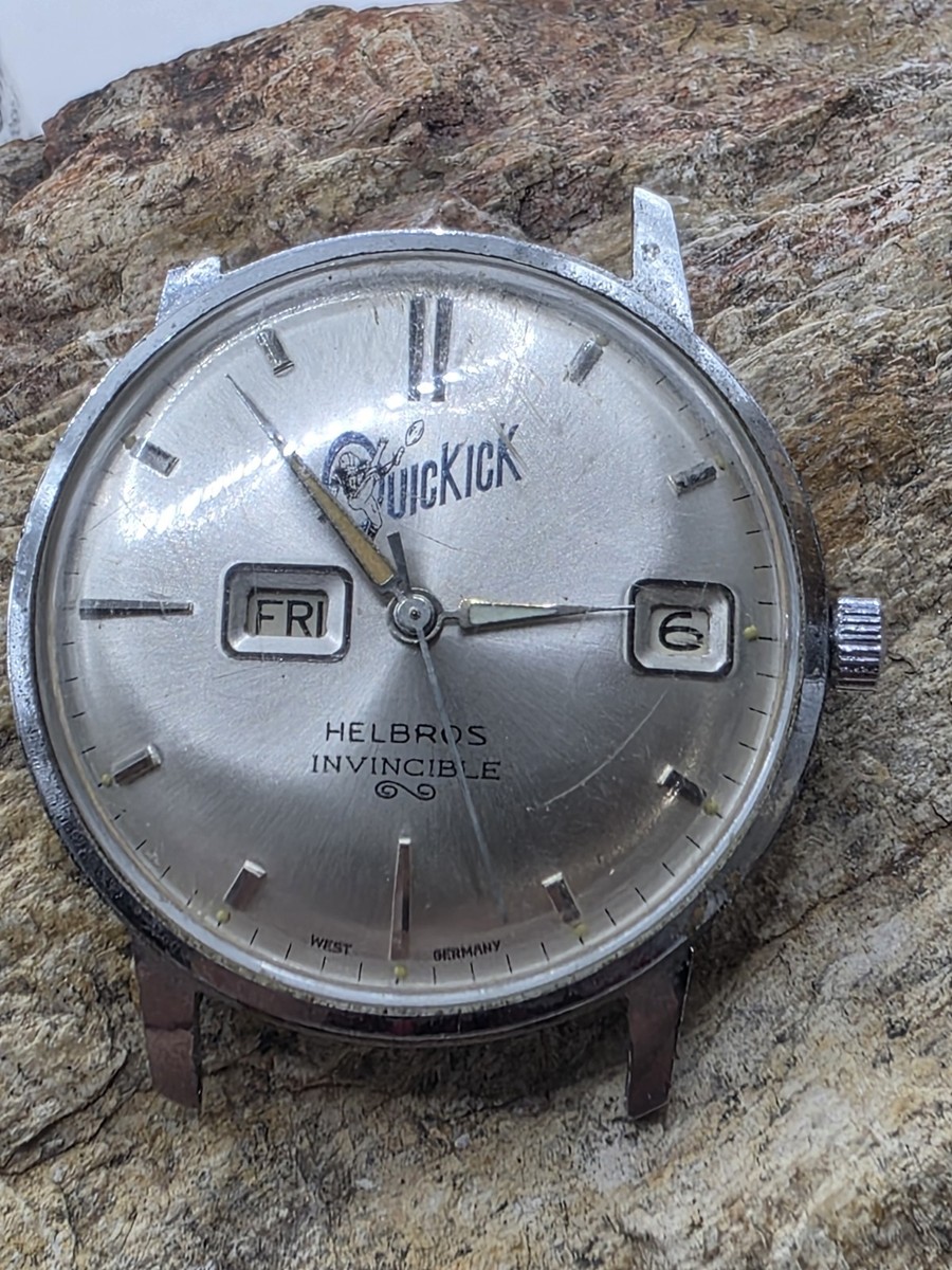 Vintage HELBROS DAY-DATE Manual Wind Mens Working Watch X Parts Or