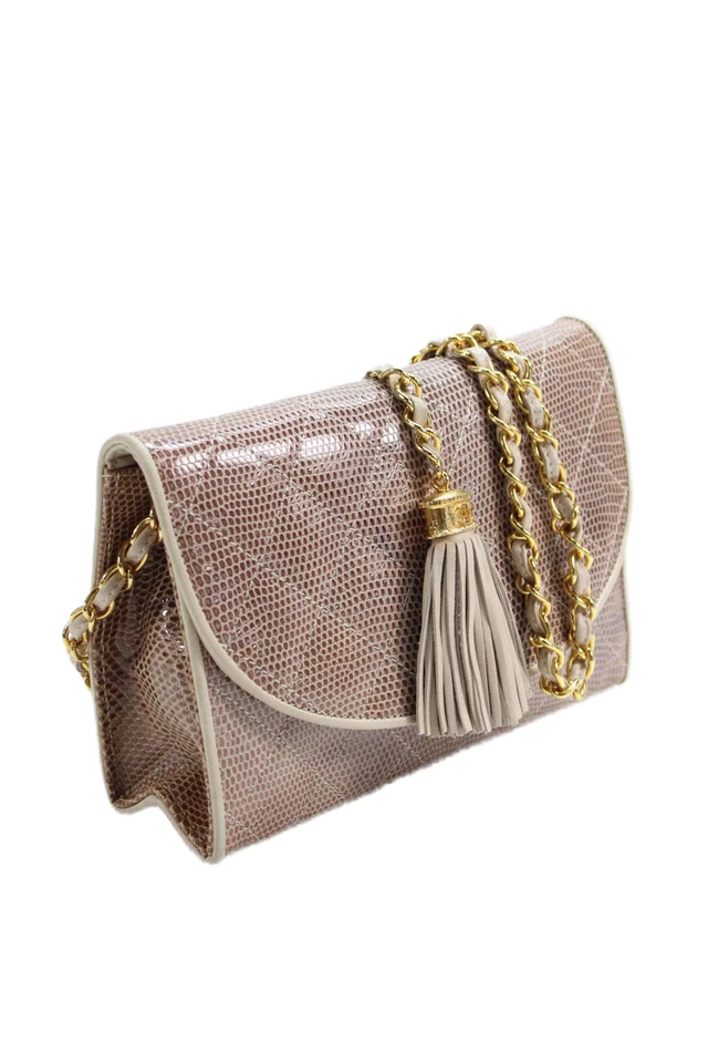 Chanel Mujer Correa Única Acolchado Piel de Lagarto Pequeño Bolso de Hombro Marrón Foto 3 de 4