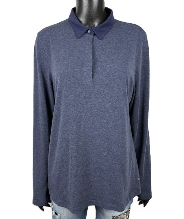 Puma Polo Donna XL Blu Cotone Manica Lunga Colletto Sportiva Casual