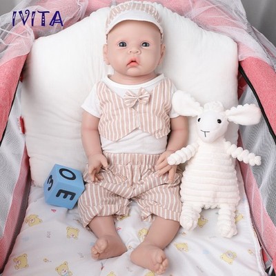 IVITA 20'' Lifelike Reborn Baby Doll Boy Full Body Silicone Doll Chubby Baby