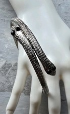Double-headed rhinestone Eyes SNAKE silver Tone arm bangle bracelet Ouroboros