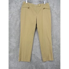 Talbots Pants Womens 14 Petite Signature Zip Pockets Brushed Straight Ankle Tan