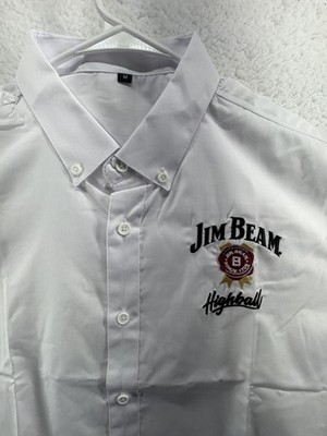 Jim Beam Highball Mens Medium Button Up Shirt Drink Responsibly Bartender Shirt