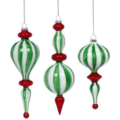 Mark Roberts 2022 Peppermint Finial Ornaments, Assortment of 3, 7-11 Inches -