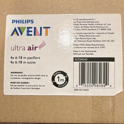Philips Avent Ultra Air Pacifiers 6-18 Months 4 Pack SCF245/42 NEW Sealed