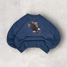 Vintage Croft  Barrow American Flag Eagle Dark Blue Heavyweight Crewneck XL