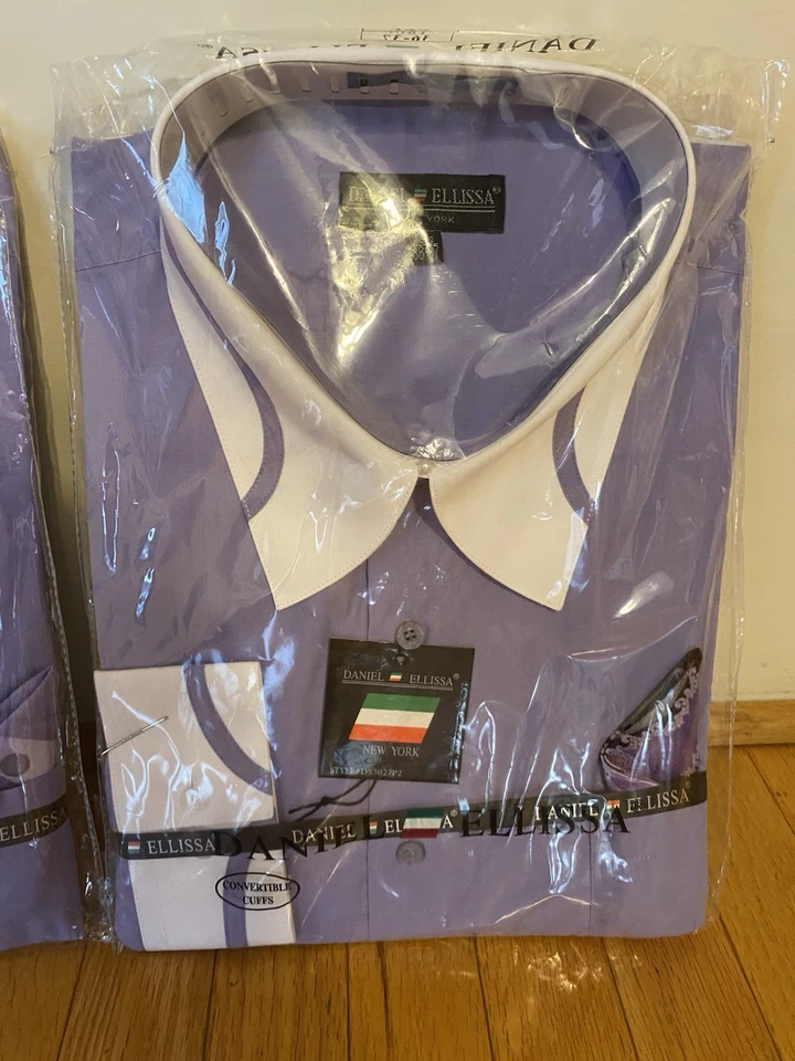 Dos nuevas camisas Daniel Ellissa moradas/lilas para hombre 18,5 36-37. Foto 3 de 4