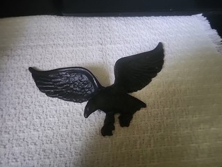 Vintage Cast Metal Black Eagle Wall Hanging Office Home Decoration 9" Collect