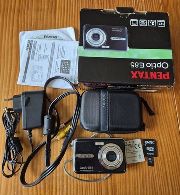 Pentax Optio E85 12.1MP Digitalkamera Full Box Set Pocket Size Y2K Digicam