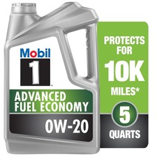 Motor Oil 0W-20 Full Synthetic 5 Quart Advanced Fuel Economy Mobil 37.59 per gallon