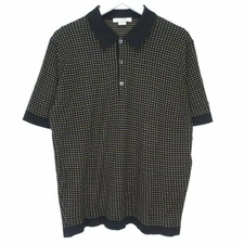 John Smedley knit polo shirt cotton black L k180915 0331 Used 872bb2d39535a6fa76
