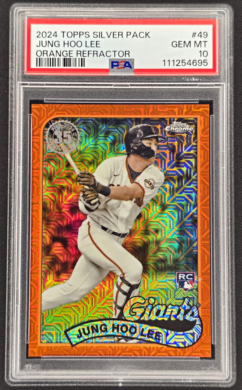 Jung Hoo Lee RC 2024 Topps Chrome Silver Pack Orange /25 #49 PSA 10 - Rookie