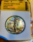 1944 P Walking Liberty Half Dollar Brilliant Uncirculated / LUSTROUS. SLABBED