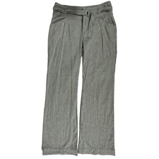 Sundance Womens Pants Size 8 32x31.5 Linen Blend Gray Striped Belted Wide Leg