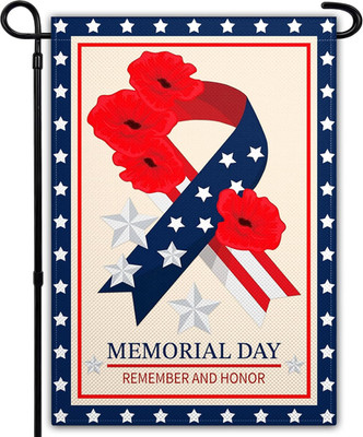 Memorial Day Garden Flag 12X18 Double Sided Remember and Honor Stars Poppy Garde