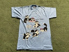 Rare Vintage 1989 Las Vegas Cats Travel Souvenir Screen Stars Blue T-Shirt M NOS
